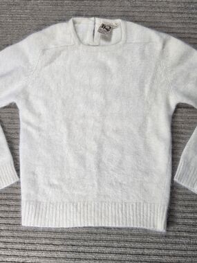 Vintage IQ Lambswool & Angora Long Sleeve Pullover Sweater Ivory Women M Soft